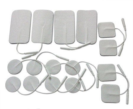 size and shapes of different electrode pads available for a tens unit